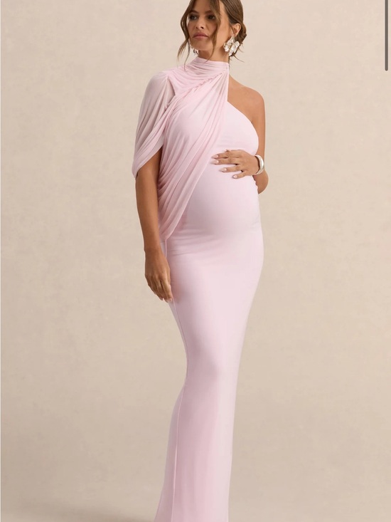Club L London Dresses & Skirts - Club L London One-Shoulder Blush Pink Maternity Gown